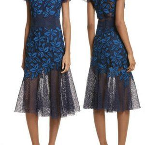 Sea New York Womens Mosaic Lace Midi Dress Blue 2
